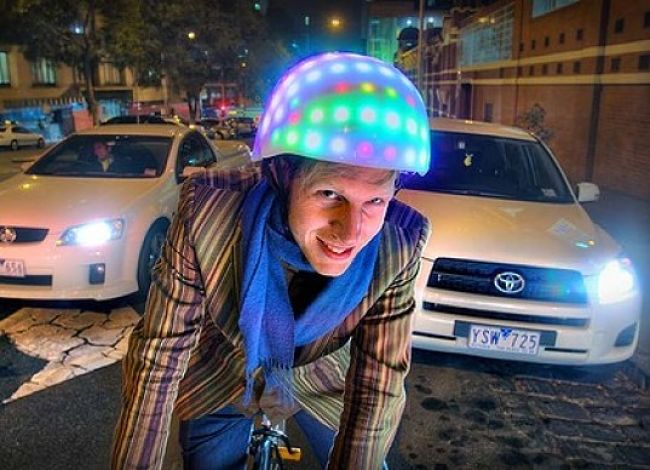 LED bike helmet for safety at night
