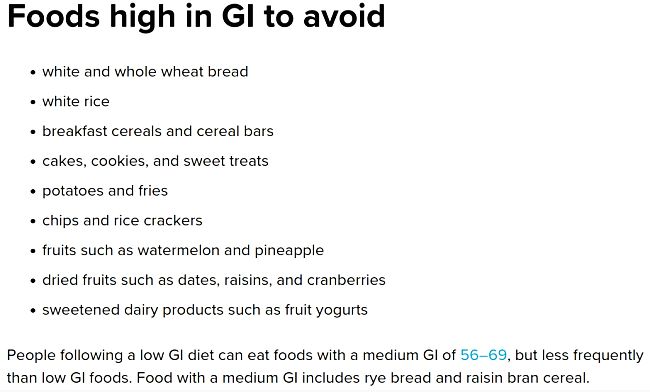  High Gi foods to be avoided