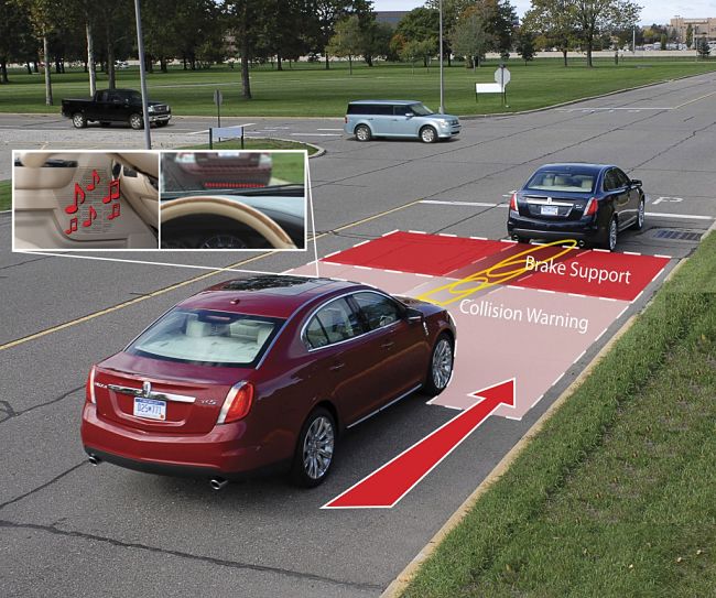Rear End Collision avoidance systems are well developed. Similar systems could be used to adjust cruise control maximum speeds to speed limits by reading color-coded lines and markers on the road