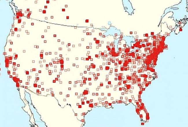 Bed bug infestation in USA, 2011