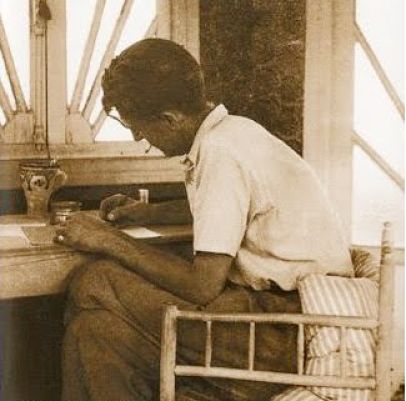 George Orwell at his writing desk